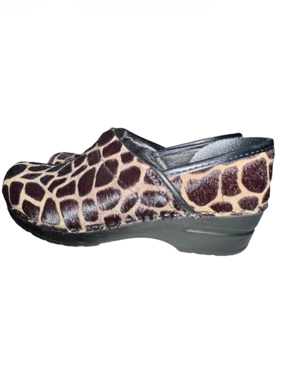 Sanita Women’s Clogs EU SIZE 38 Giraffe Safari Print Calf Hair Clogs